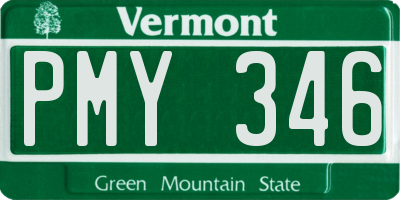VT license plate PMY346