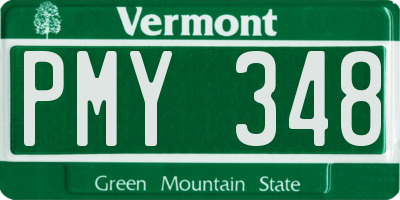 VT license plate PMY348