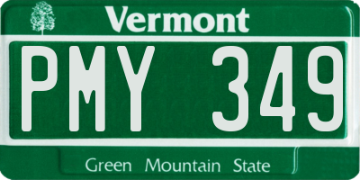 VT license plate PMY349