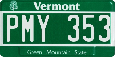 VT license plate PMY353