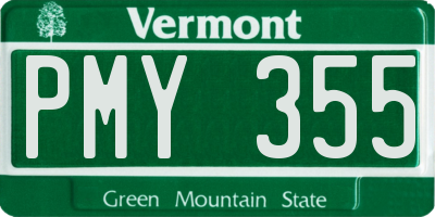 VT license plate PMY355