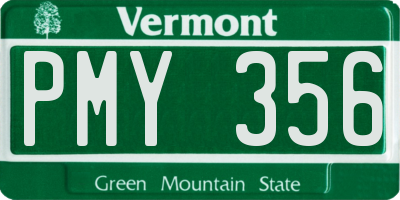 VT license plate PMY356