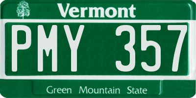 VT license plate PMY357