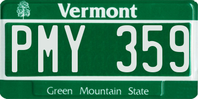 VT license plate PMY359