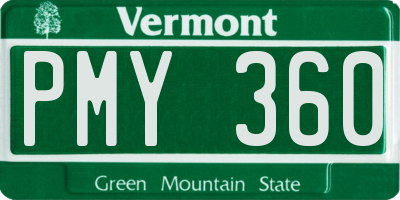 VT license plate PMY360