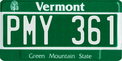 VT license plate PMY361