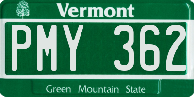 VT license plate PMY362