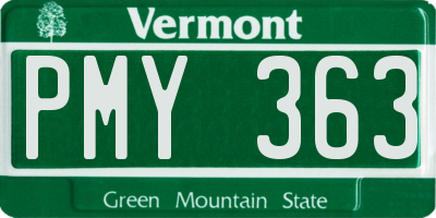 VT license plate PMY363