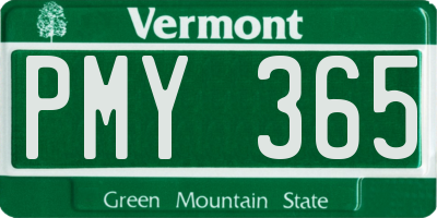 VT license plate PMY365