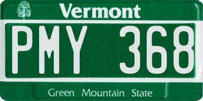 VT license plate PMY368