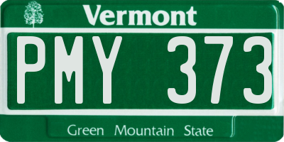 VT license plate PMY373