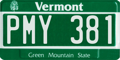VT license plate PMY381