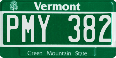 VT license plate PMY382