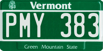 VT license plate PMY383