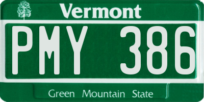 VT license plate PMY386