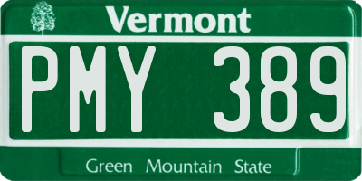 VT license plate PMY389