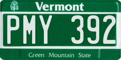 VT license plate PMY392
