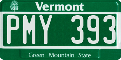 VT license plate PMY393