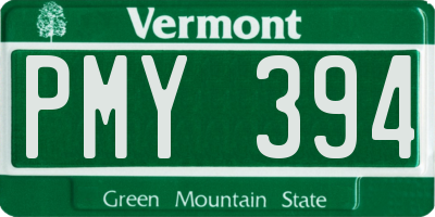 VT license plate PMY394