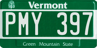 VT license plate PMY397