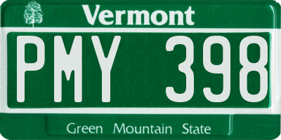VT license plate PMY398