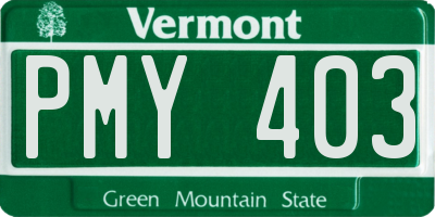 VT license plate PMY403
