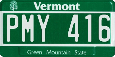 VT license plate PMY416