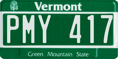 VT license plate PMY417