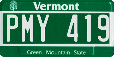 VT license plate PMY419