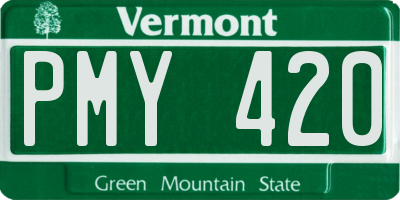 VT license plate PMY420