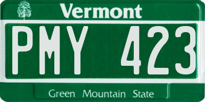 VT license plate PMY423