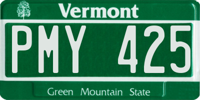 VT license plate PMY425