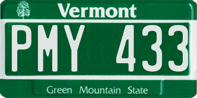VT license plate PMY433