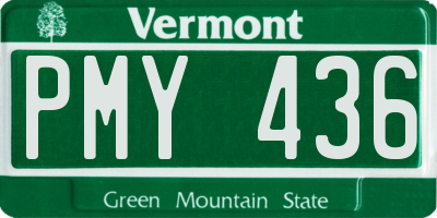 VT license plate PMY436