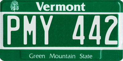 VT license plate PMY442