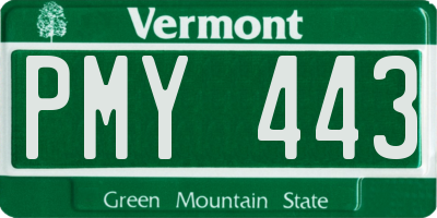 VT license plate PMY443