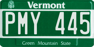 VT license plate PMY445
