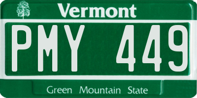 VT license plate PMY449
