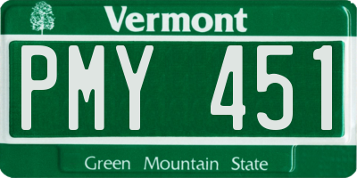 VT license plate PMY451