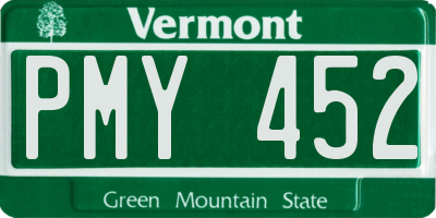 VT license plate PMY452