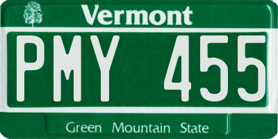 VT license plate PMY455