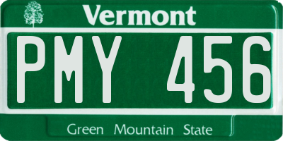VT license plate PMY456