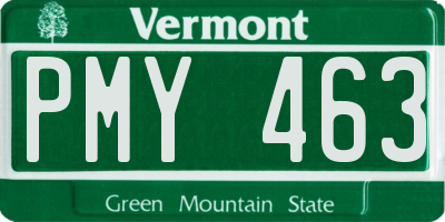 VT license plate PMY463