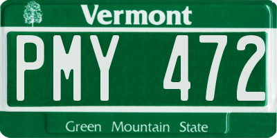 VT license plate PMY472