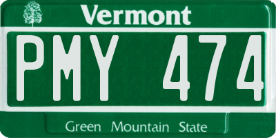 VT license plate PMY474