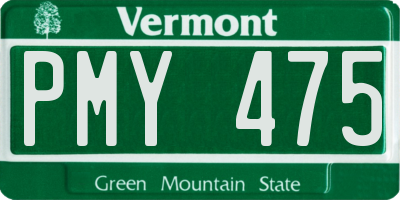 VT license plate PMY475