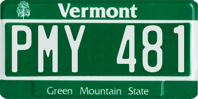VT license plate PMY481