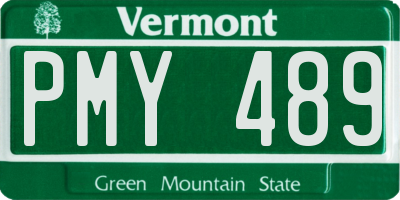 VT license plate PMY489