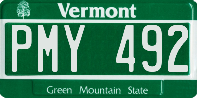 VT license plate PMY492