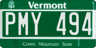 VT license plate PMY494